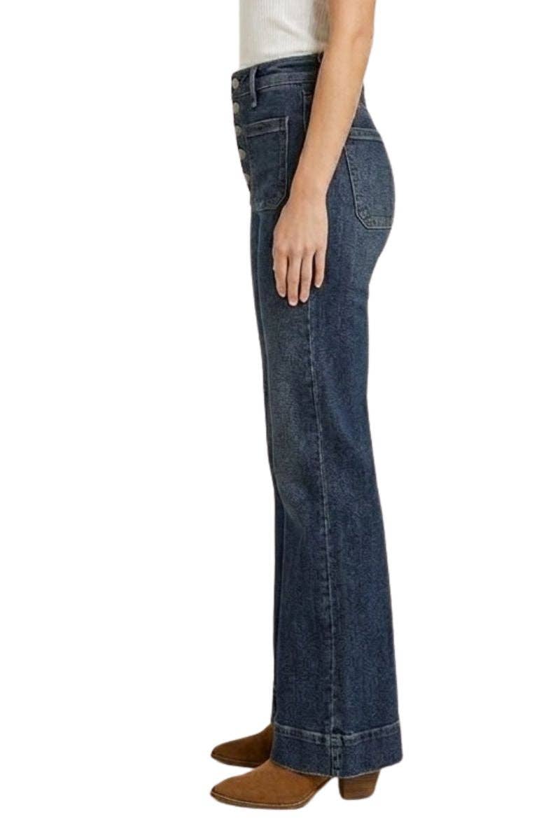 HIGH RISE TUMMY CONTROL PATCH POCKET HOLLY FLARE JEANS