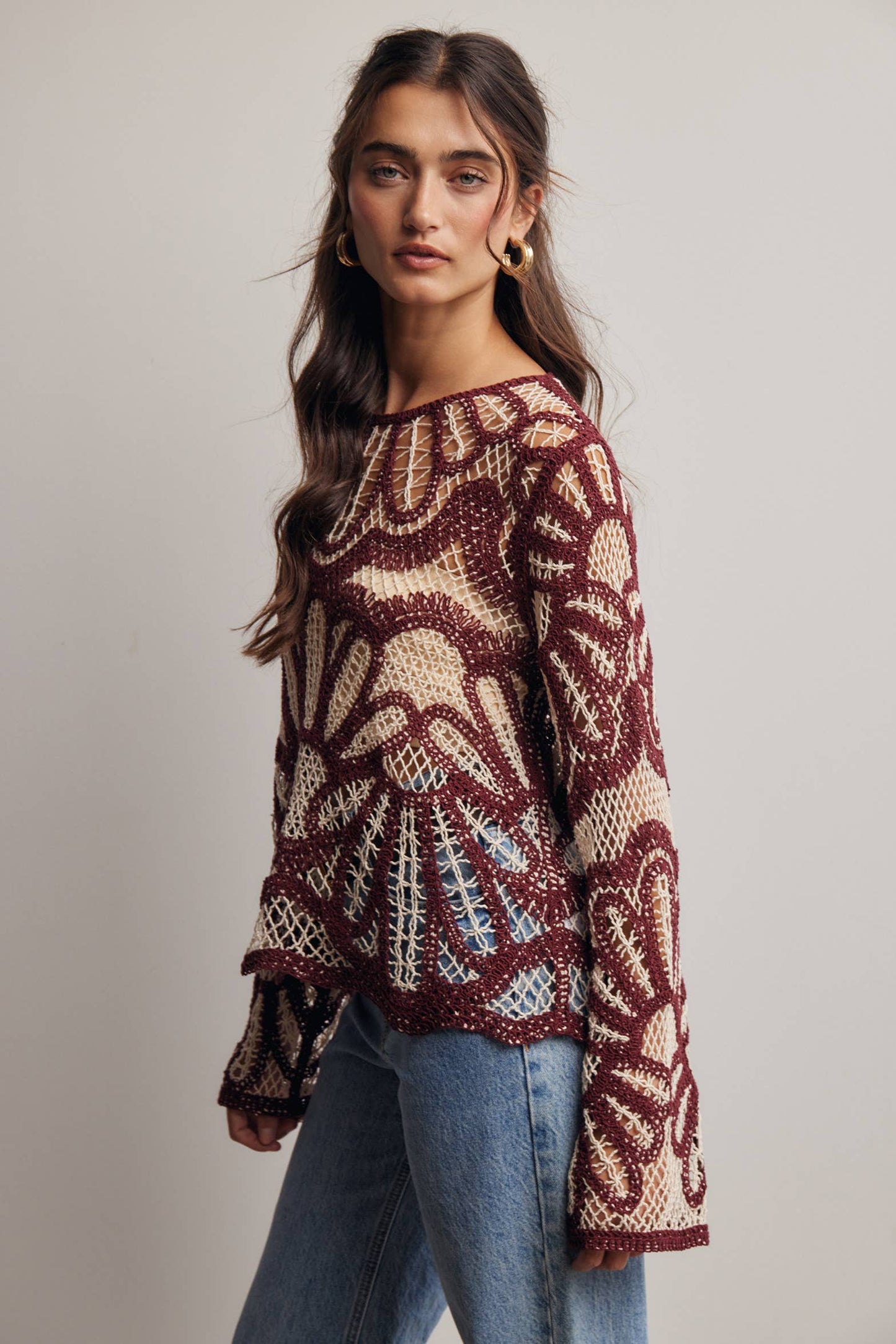 Crochet Floral Pattern Sweater