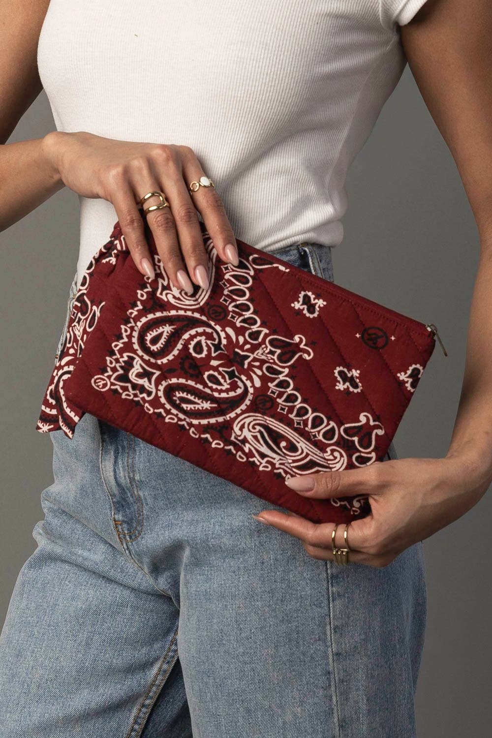 Burgundy Bandana Clutch