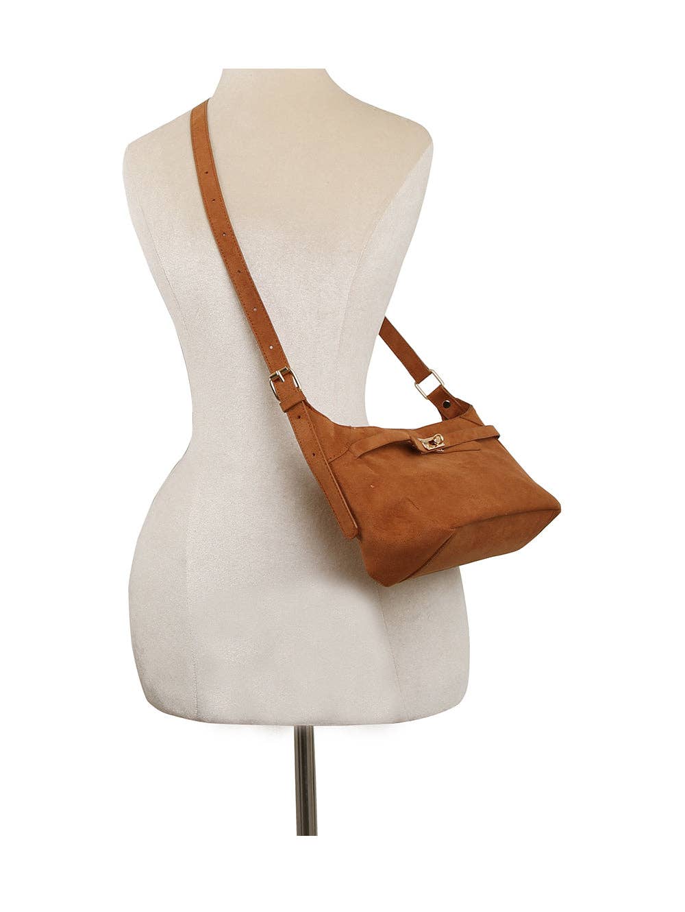 Suede Buckle Shoulder Bag