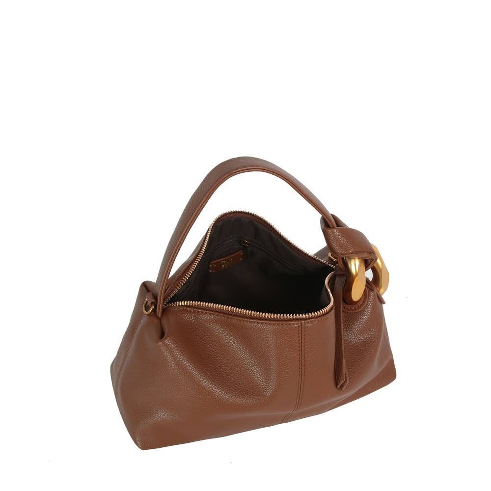Chunky Link Handle Hobo Baguette Bag