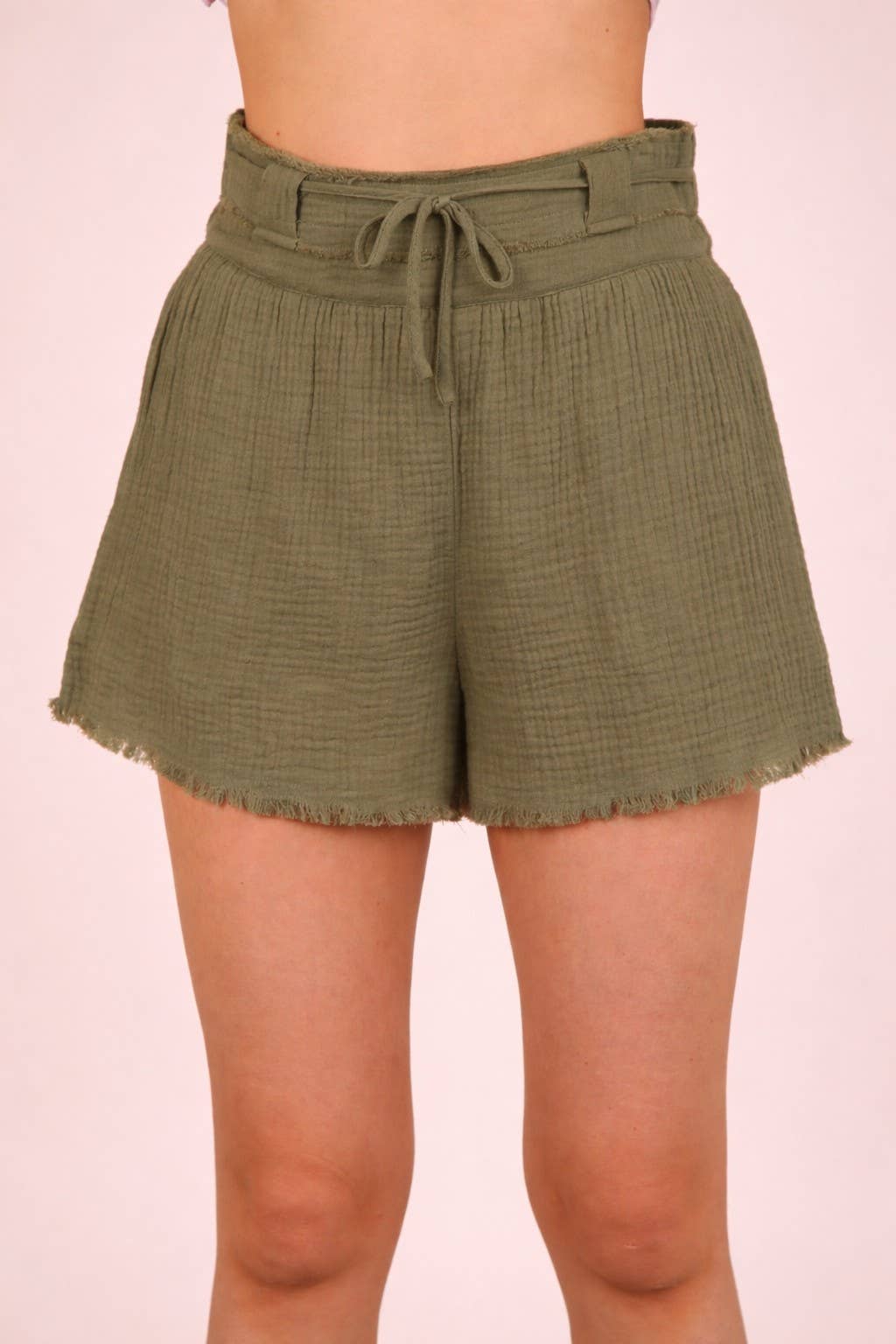Cotton Gauze Shorts W/ Front Tie