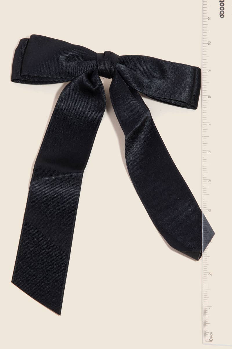 2Pc Long Satin Ribbon Bow Hair Clips