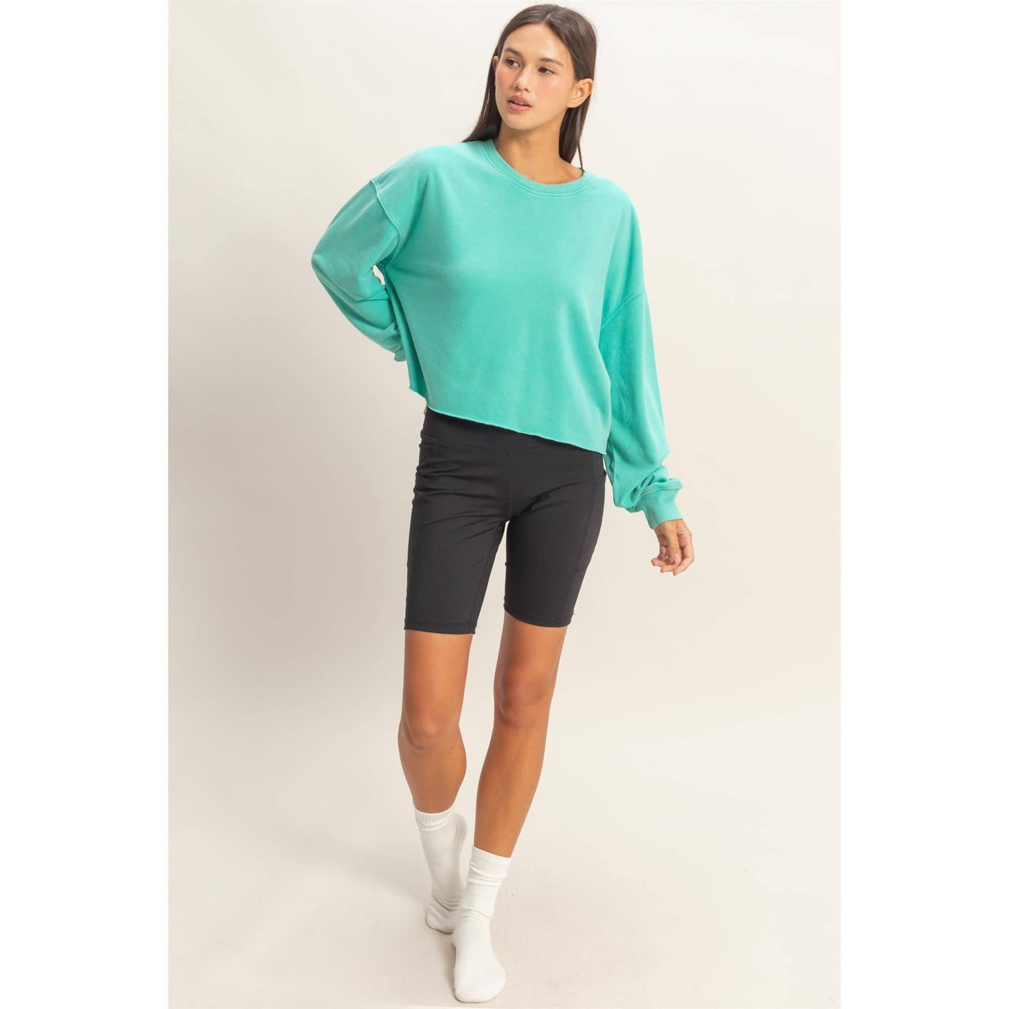 Cropped Mineral Wash Sweatshirt