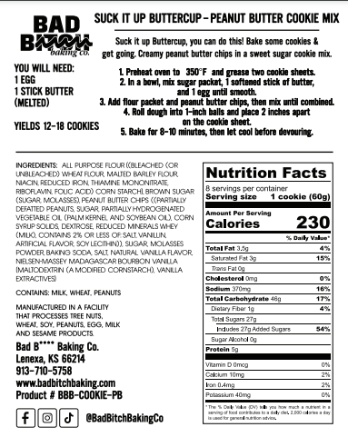 Suck It Up Buttercup - Peanut Butter Chip Cookie Mix