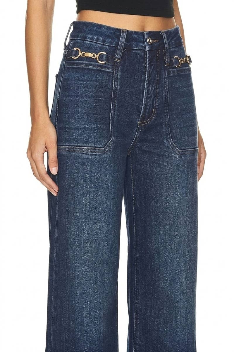 HIGH RISE TUMMY CONTROL METAL CHAIN PERFECT PALAZZO JEAN