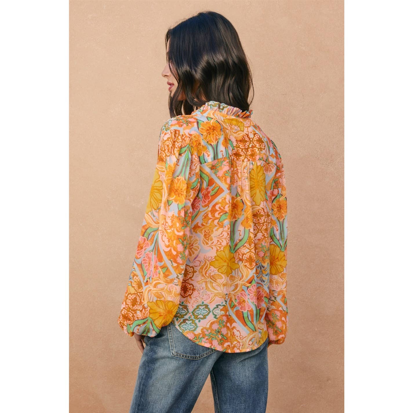 Paisley Balloon Shirring Blouse
