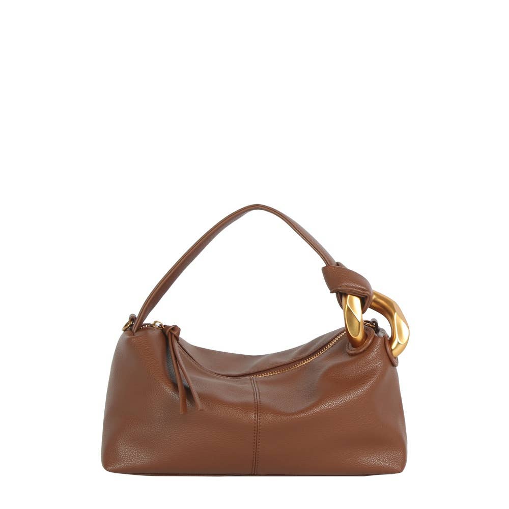Chunky Link Handle Hobo Baguette Bag