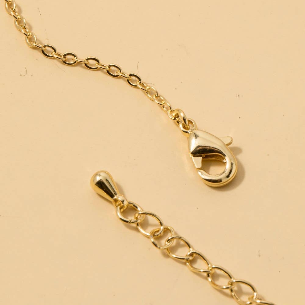 Cubic Zirconia Station Clover Chain Necklace