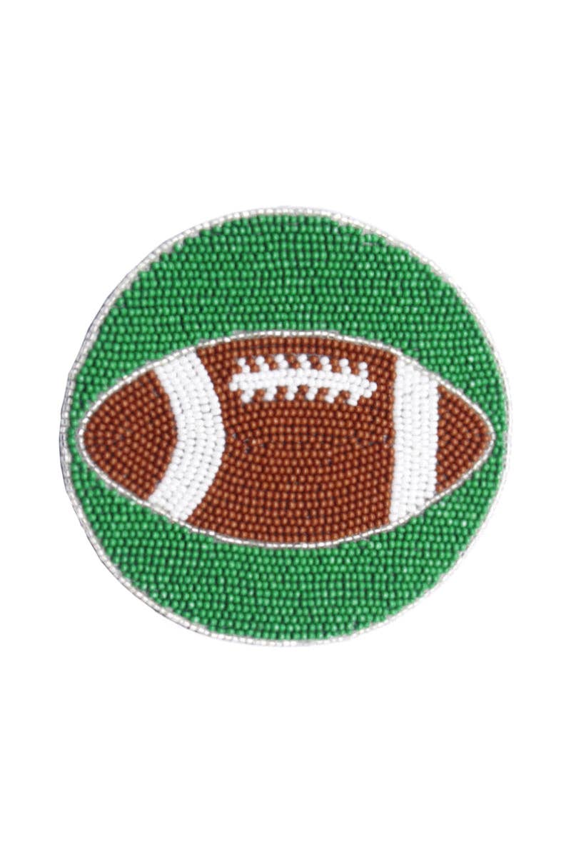 GAME DAY FOOTBALL HANDMADE SEED BEAD COASTER