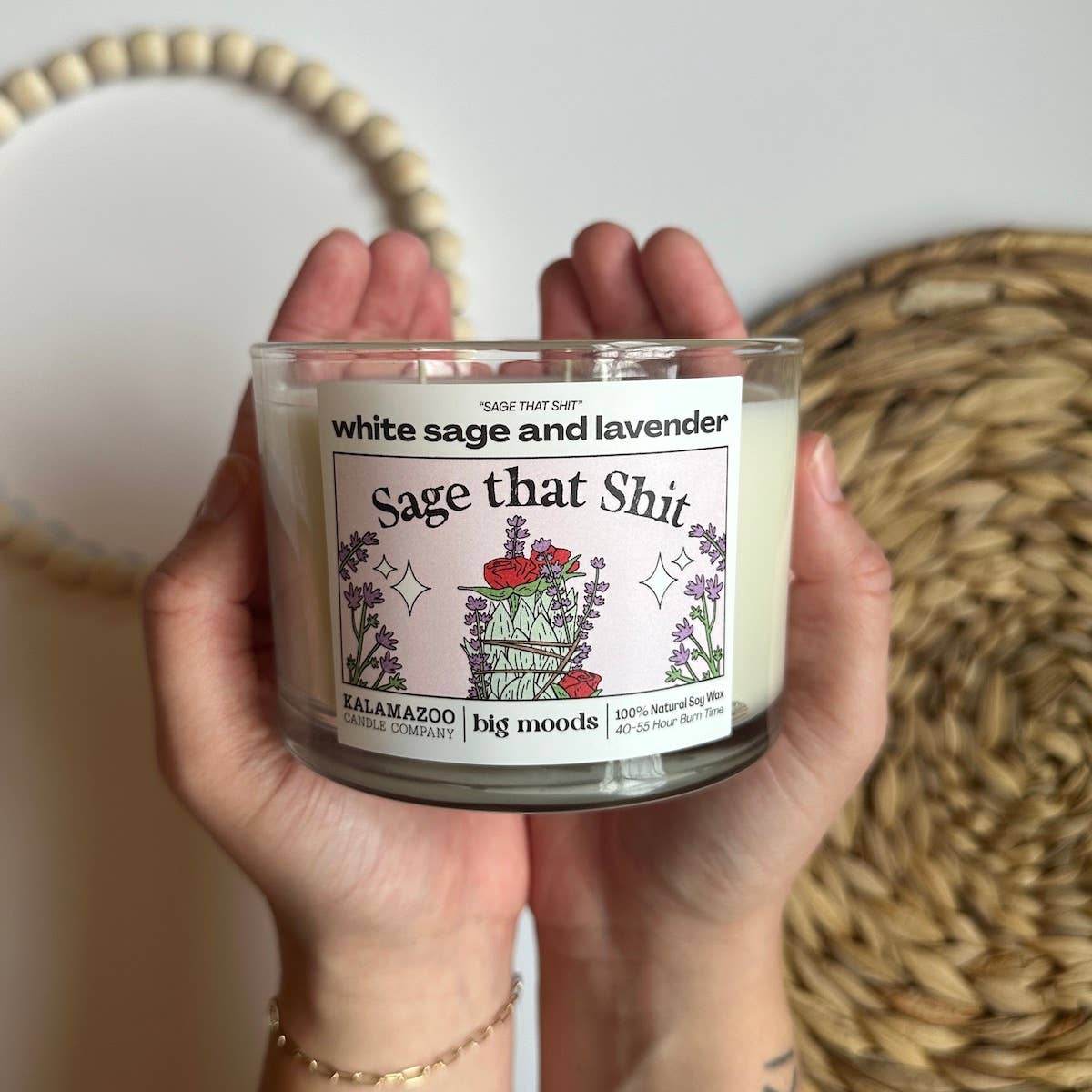 "Sage That Shit" 3-Wick Soy Candle - Sage & Lavender - 14oz