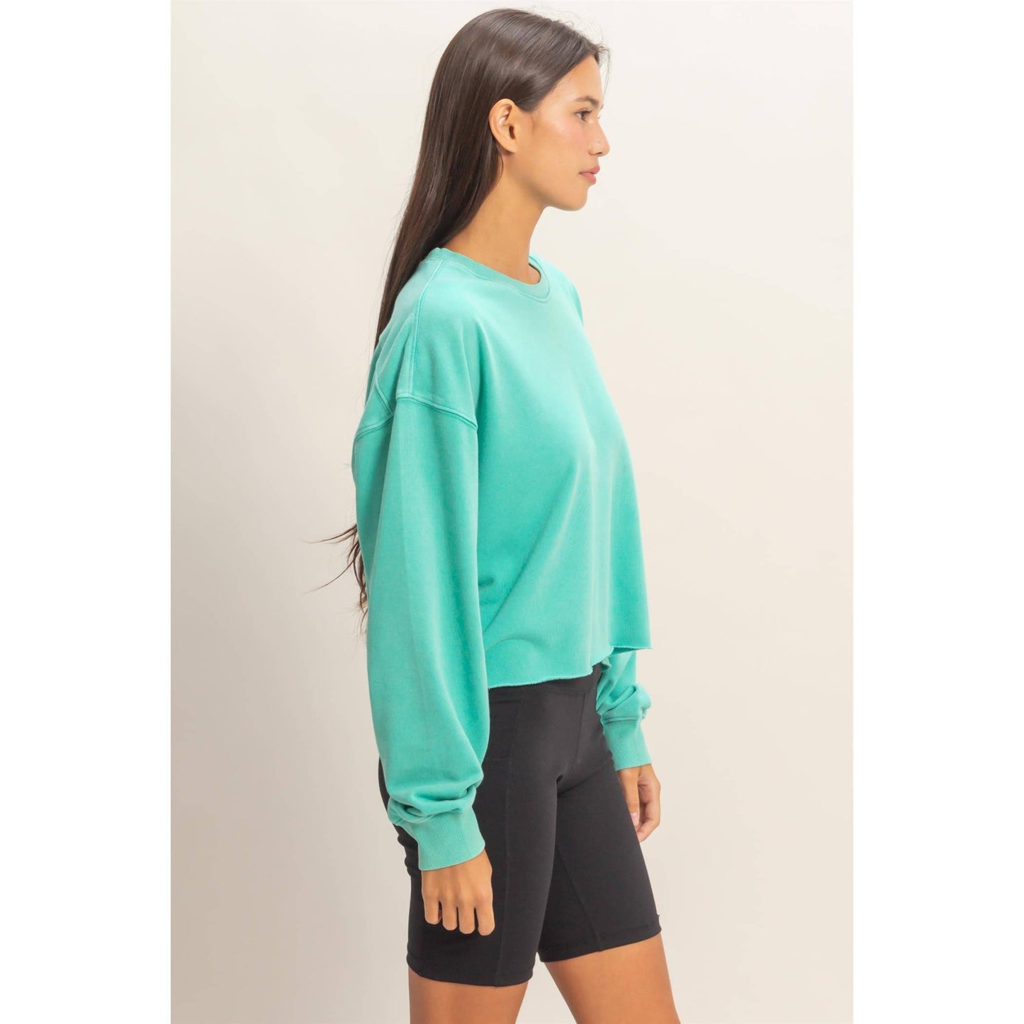 Cropped Mineral Wash Sweatshirt