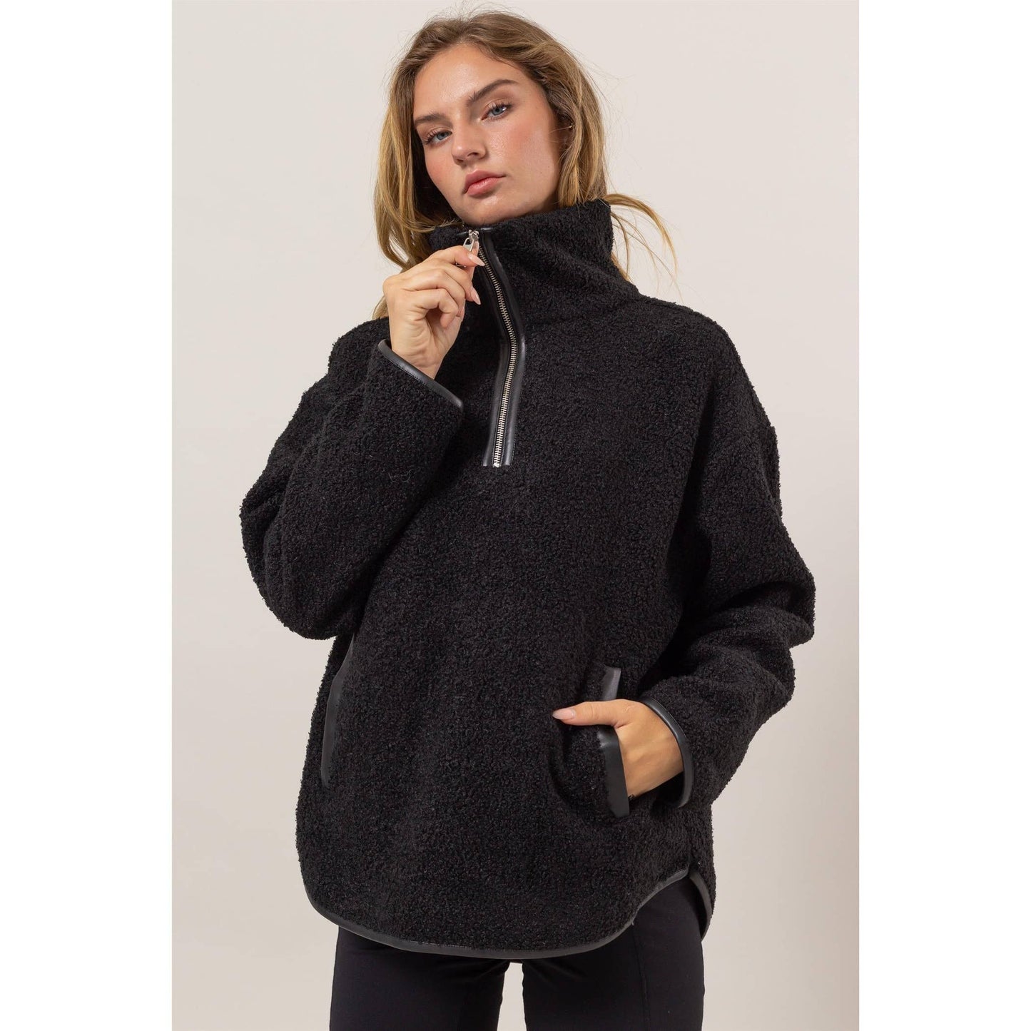 Sherpa Half Zip Collared Pullover