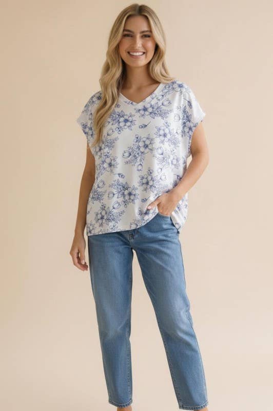 Tulip Floral Print Knit Top