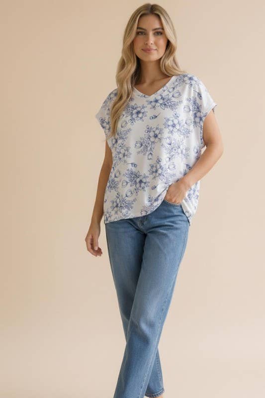Tulip Floral Print Knit Top