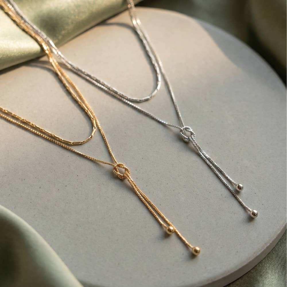 Dainty Double Layer Lariat Drop Necklace