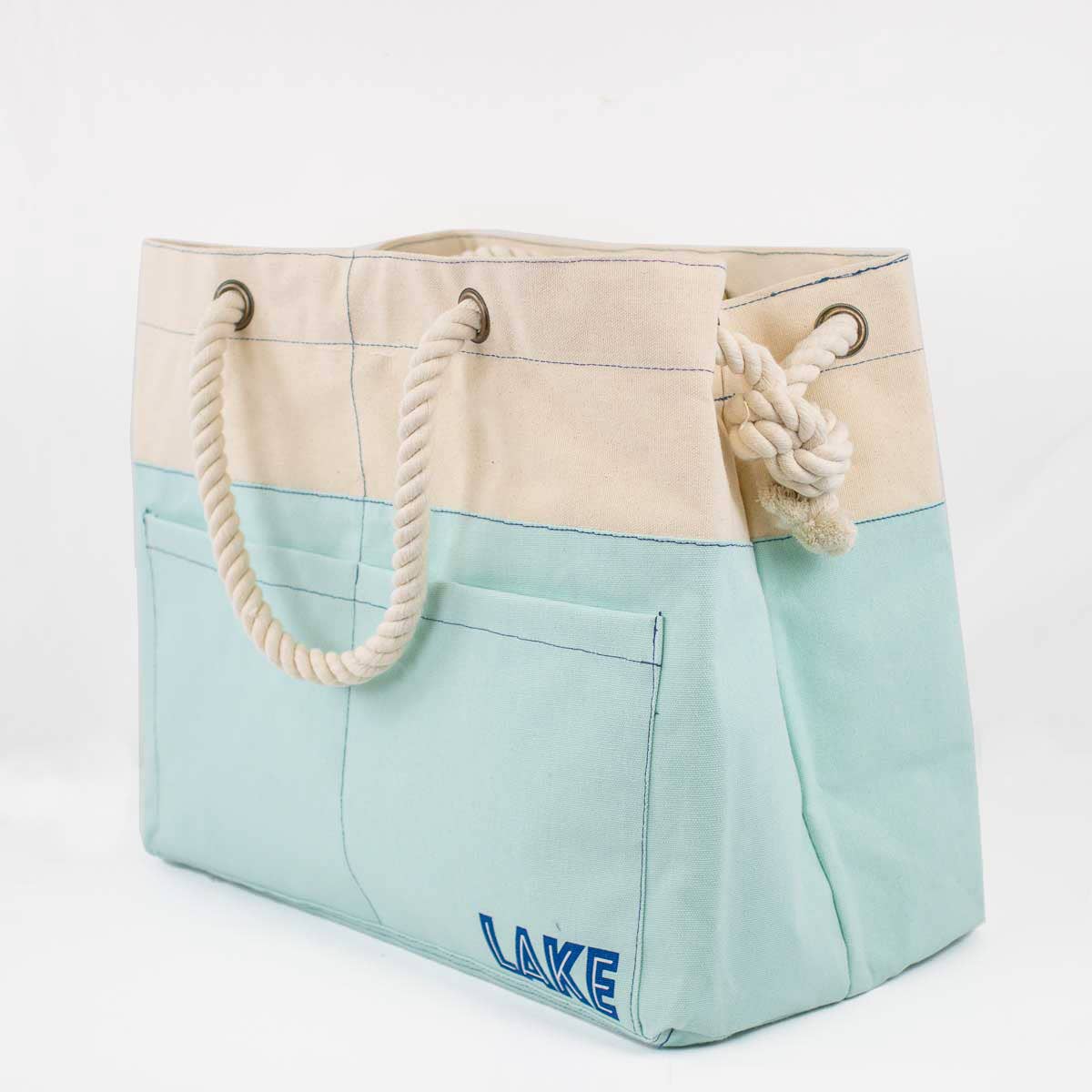 Lake Canvas Pocket Tote    Natural/Sky   18x14x9