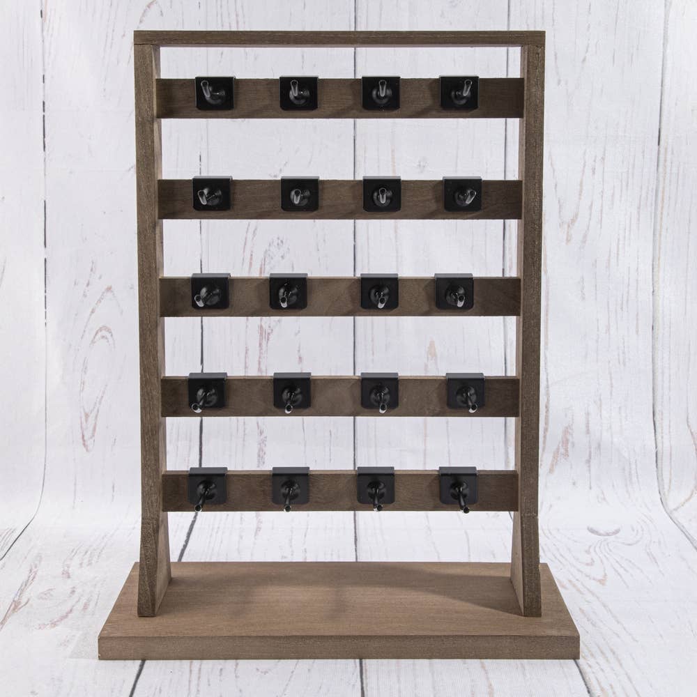 Wood Jewelry Card Display Stand With Twenty Hooks