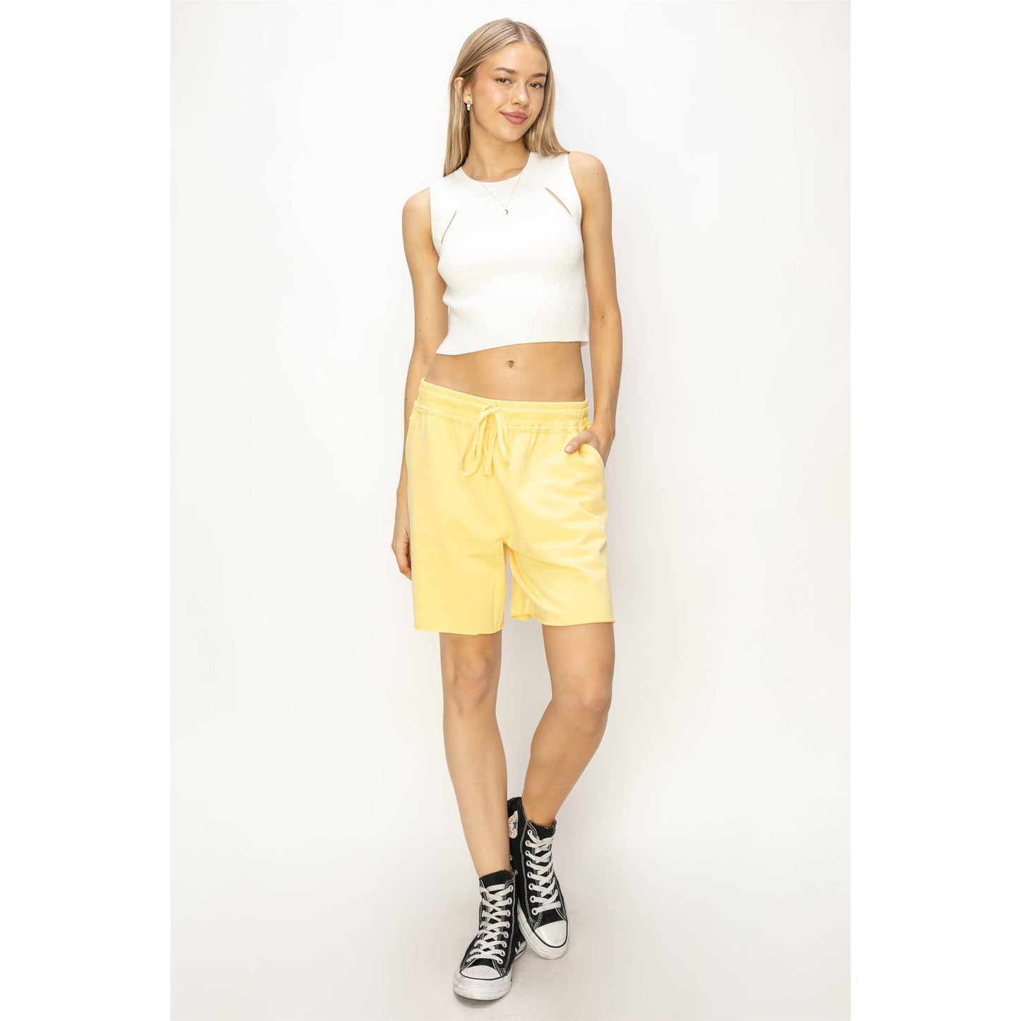 Mid Rise Drawstring Shorts
