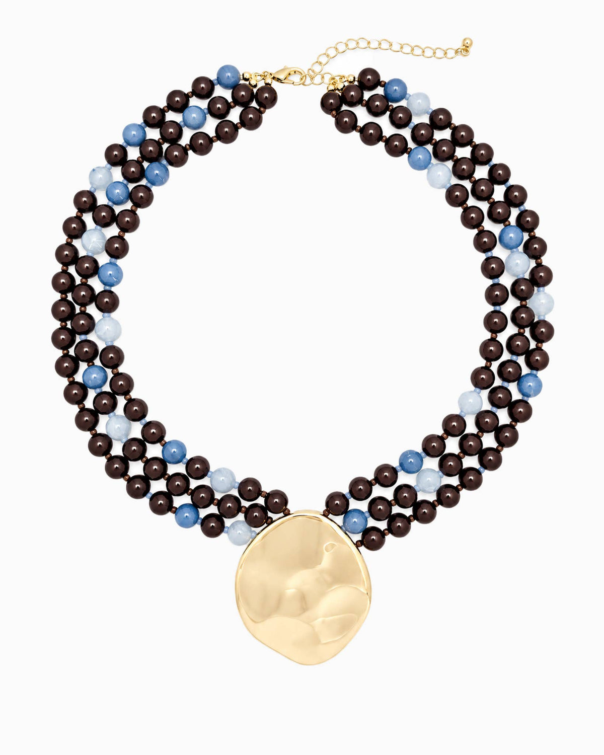 Organic Marbled Bead Layered Statement Necklace
