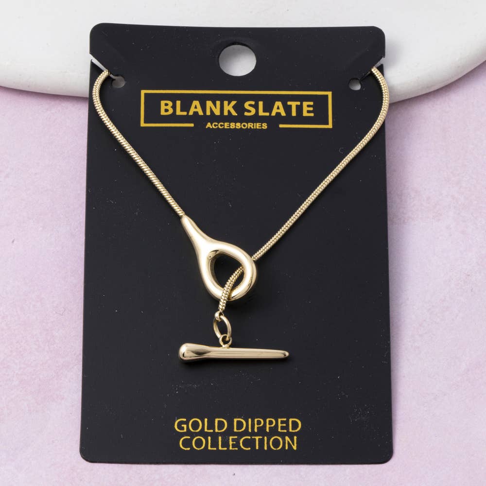 Gold Dipped Toggle Drop Lariat Necklace