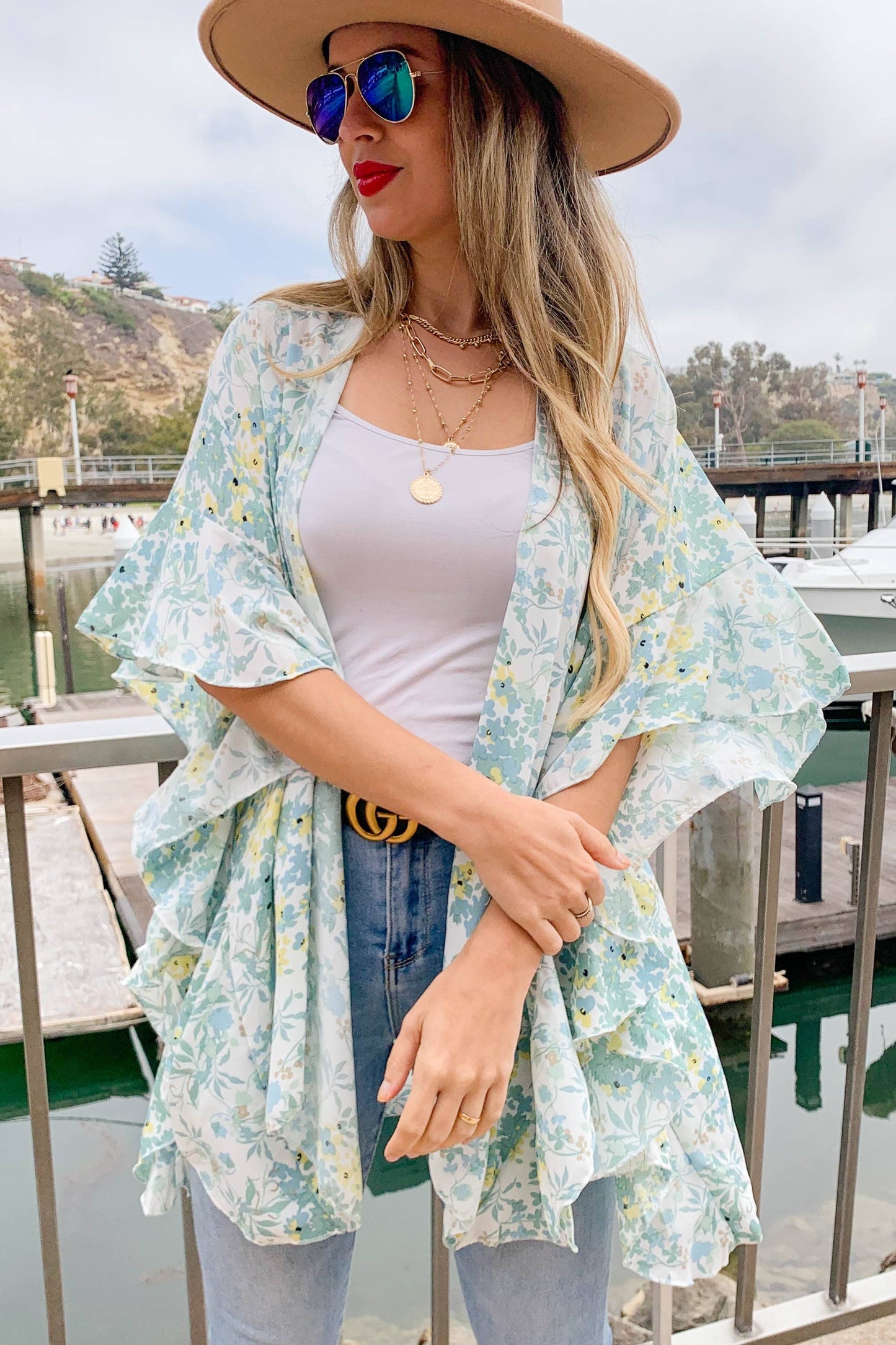 Sage Floral Sleeve Kimono