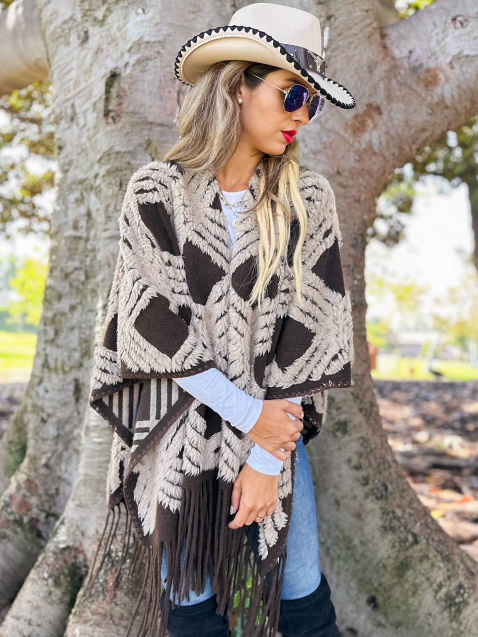 Western Boho 3D Textured Ruana Cardigan