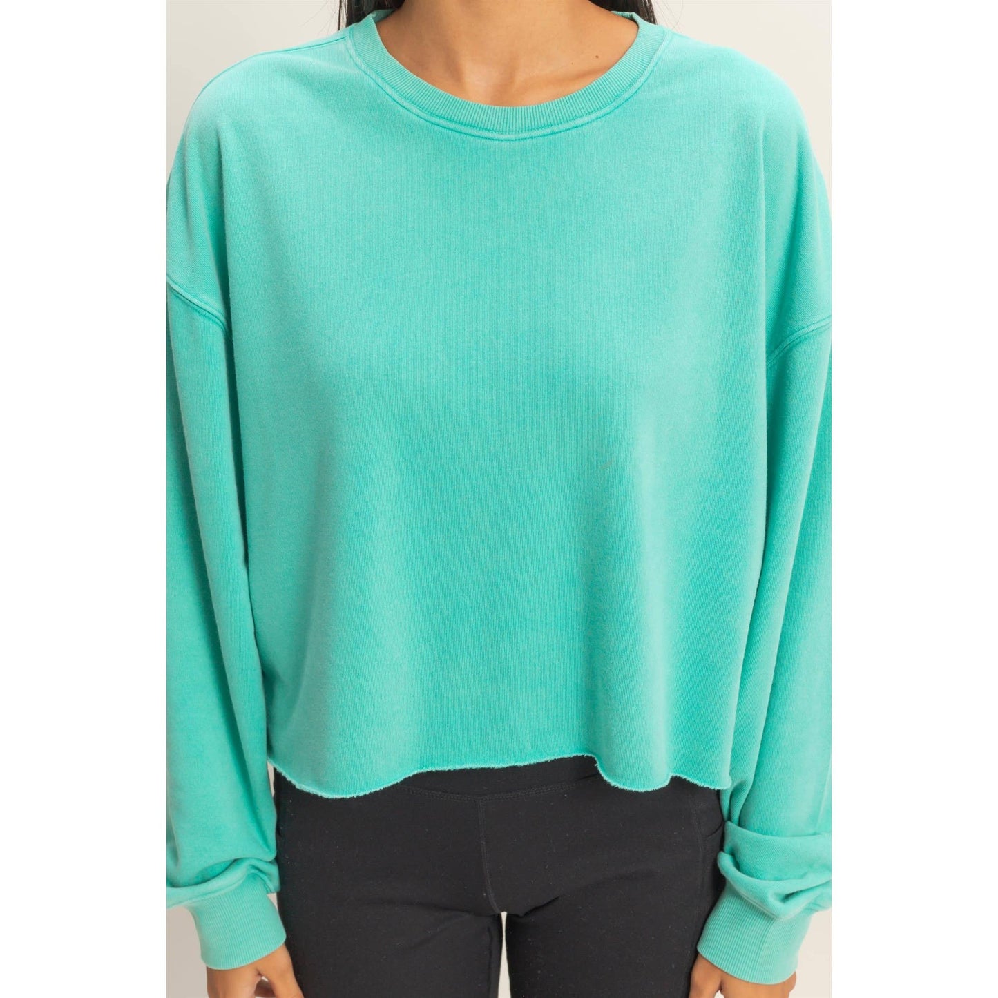 Cropped Mineral Wash Sweatshirt