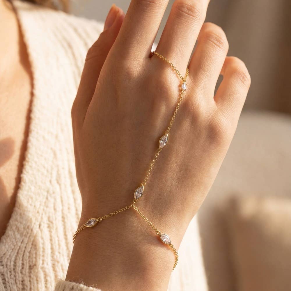 Cz Marquise Hand Chain Bracelet