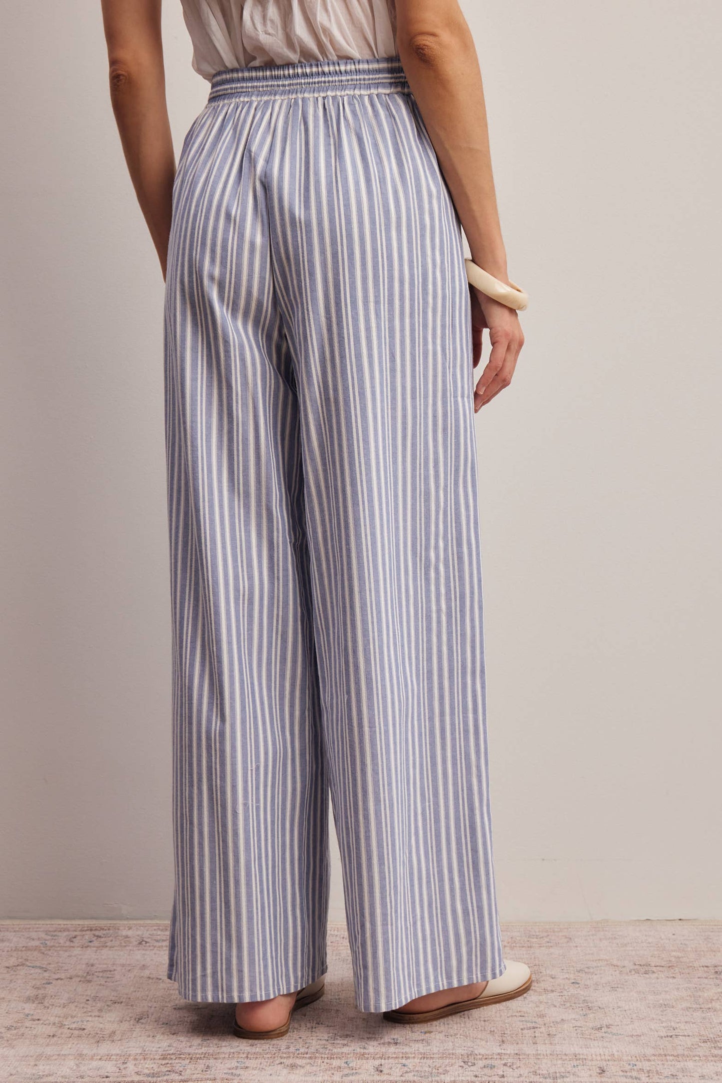 Striped Cotton Wide-Leg Pants