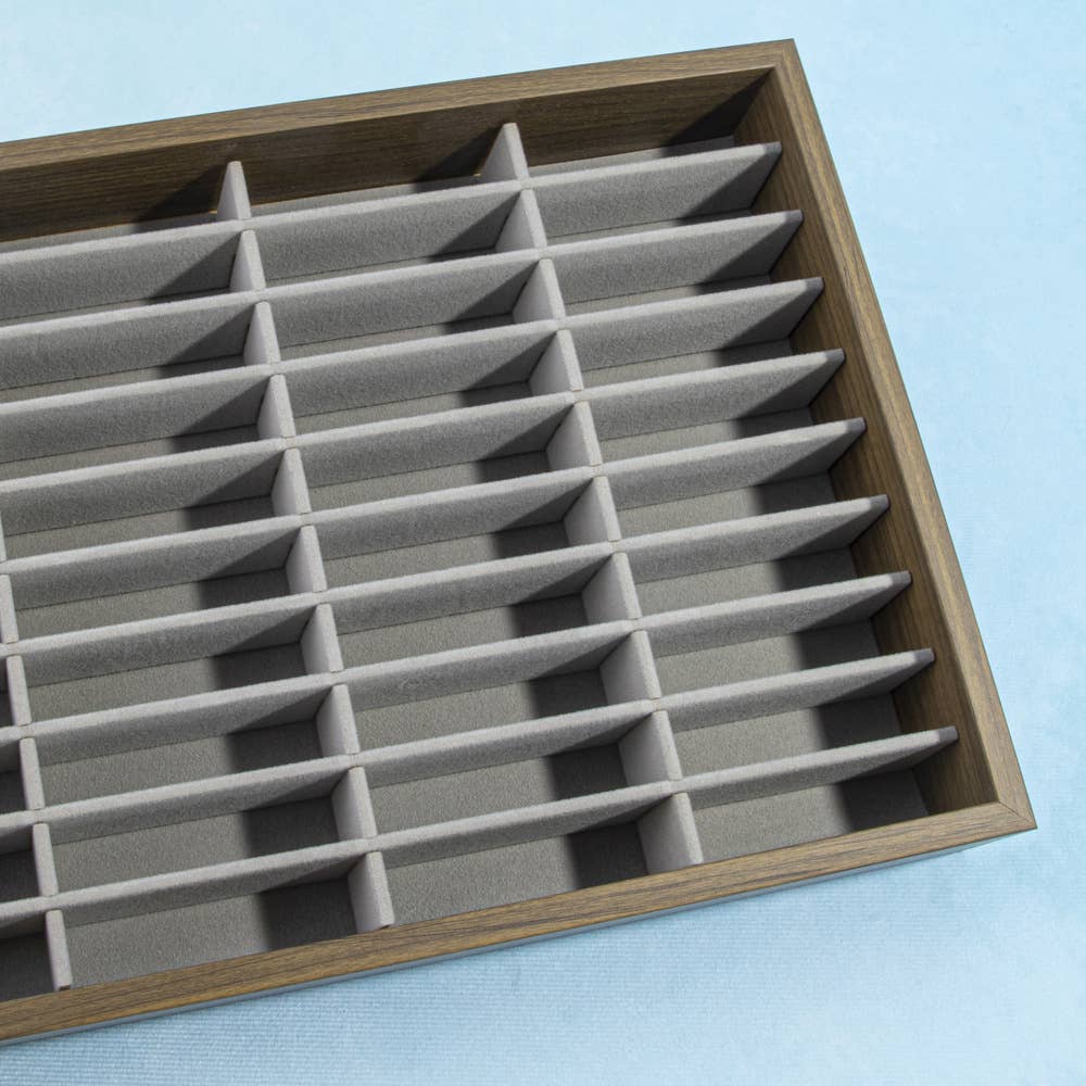 Wooden Slotted Jewelry Display Organizer Tray