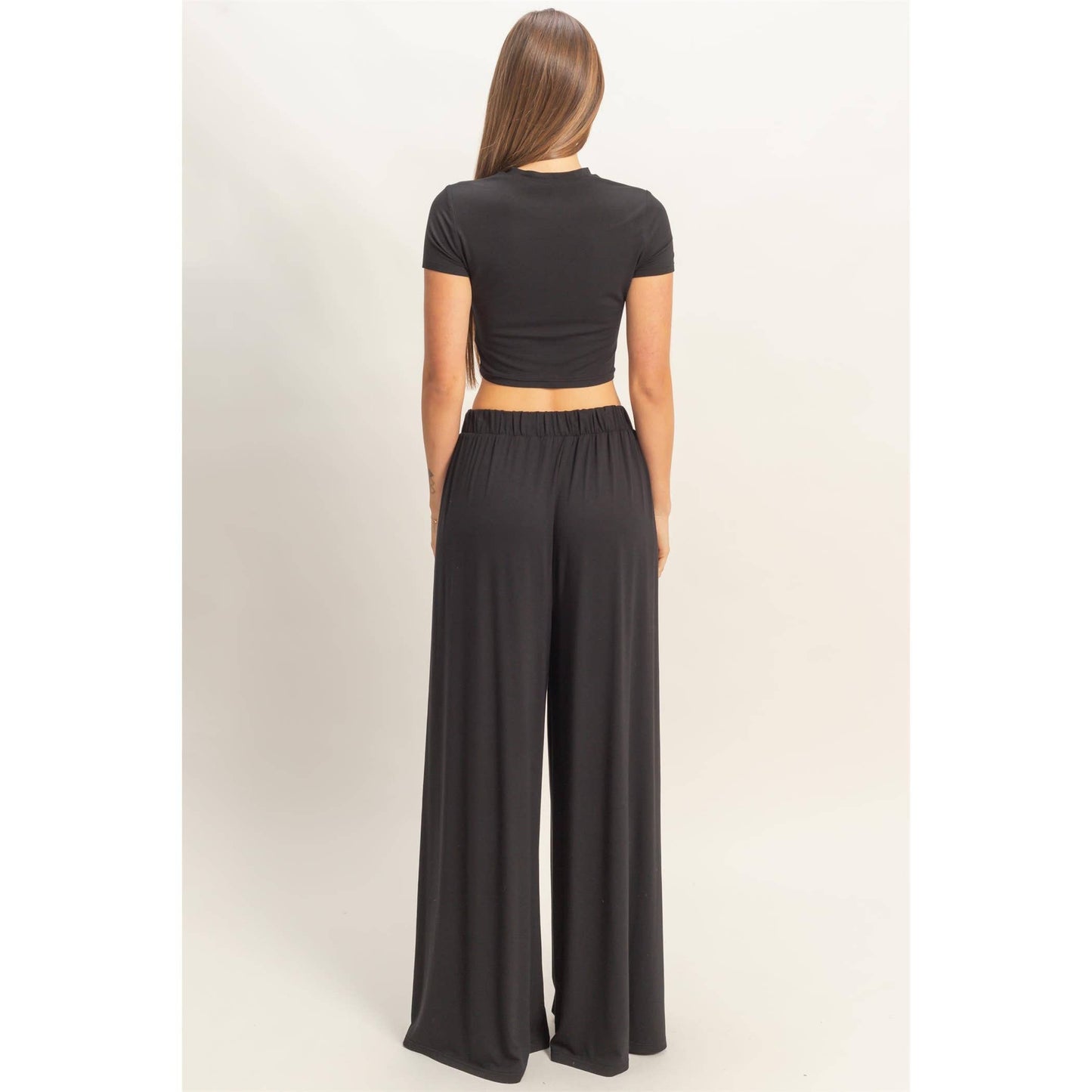 Short Sleeve Top & Wide Leg Pants Set