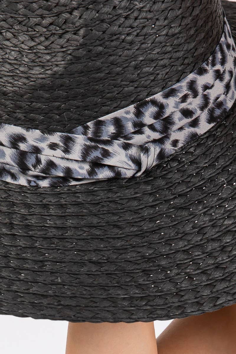 Leopard Band Straw Sun Hat