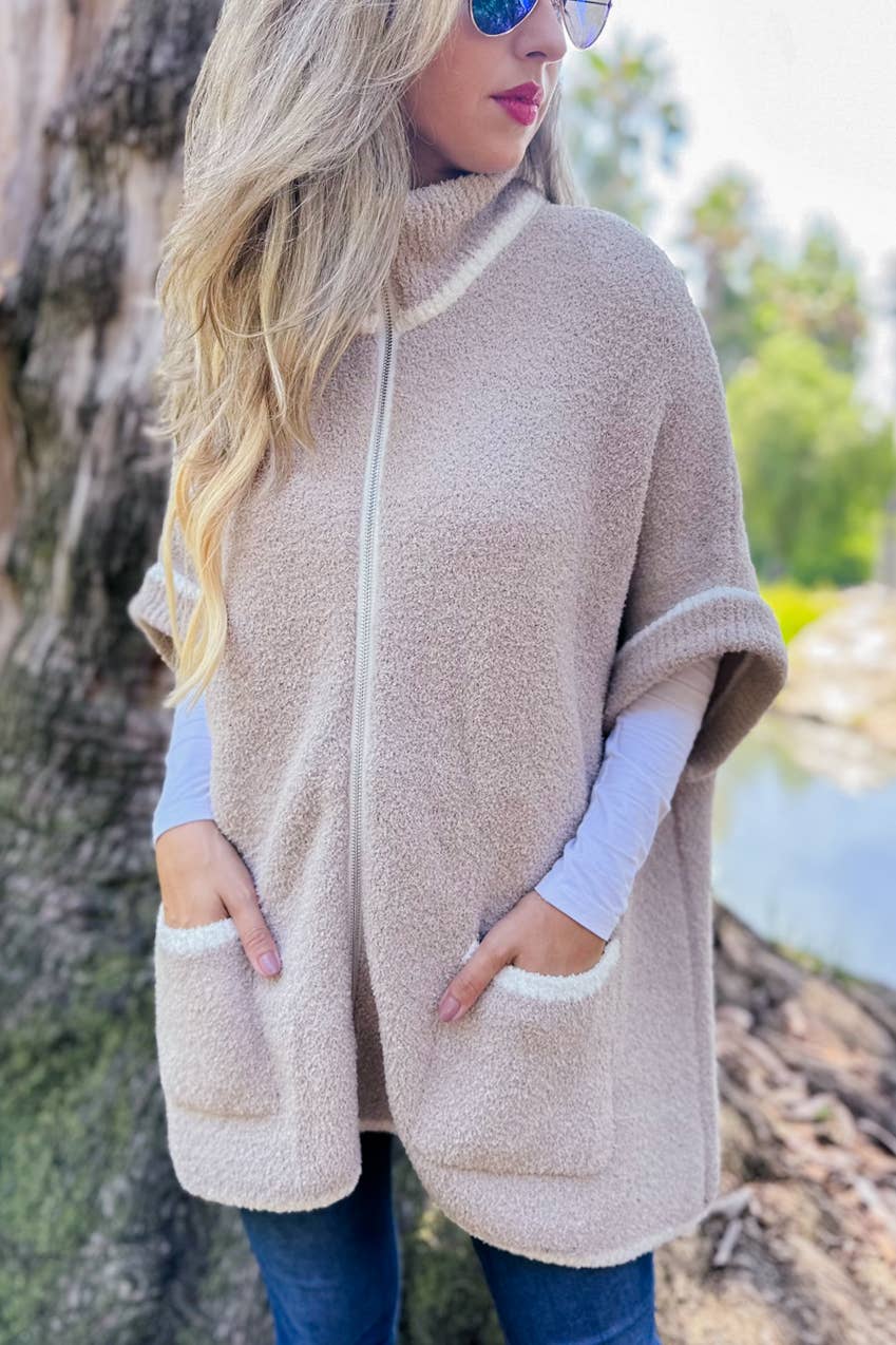 Zip-Up Knit Cardigan with Pockets