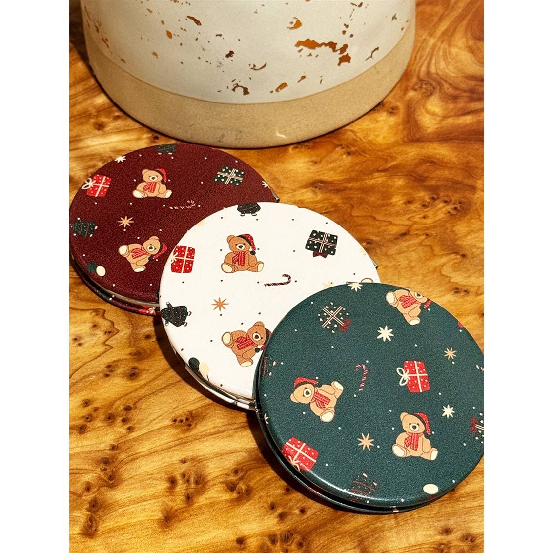 Christmas Santa Bear  Cosmetic Mirror