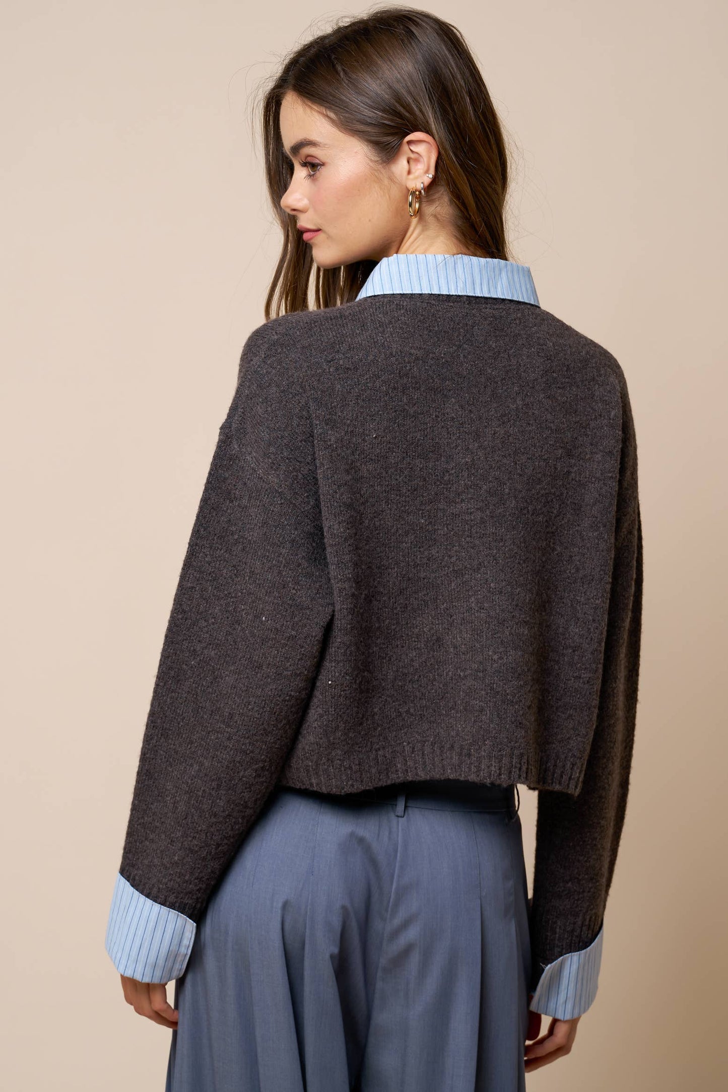 Stripe Trim Sweater Cardigan