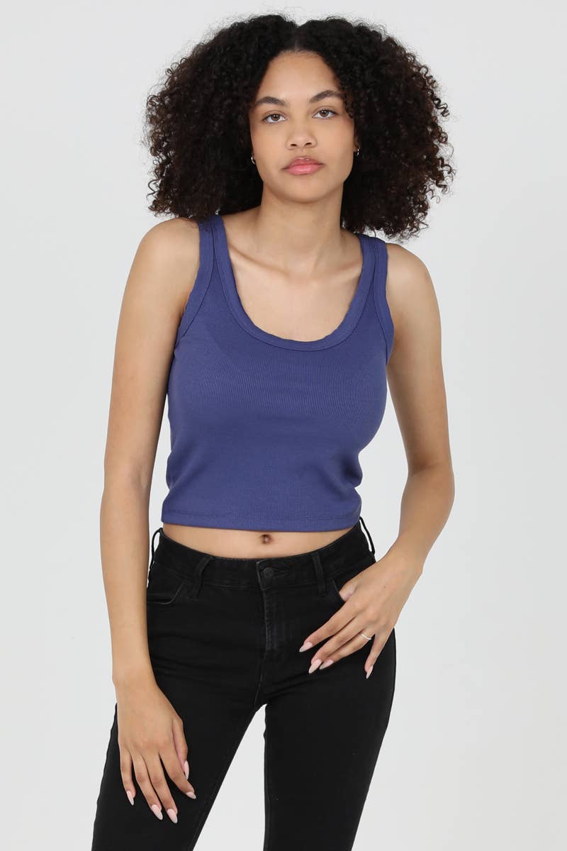 X2CA5-ASIS RIB KNIT SCOOP NECK TANK