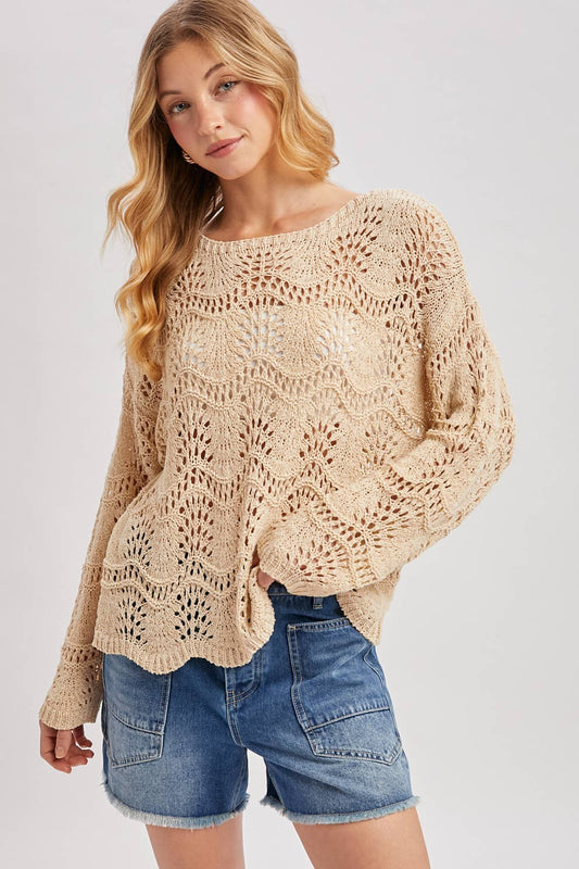 Scalloped hem sweater