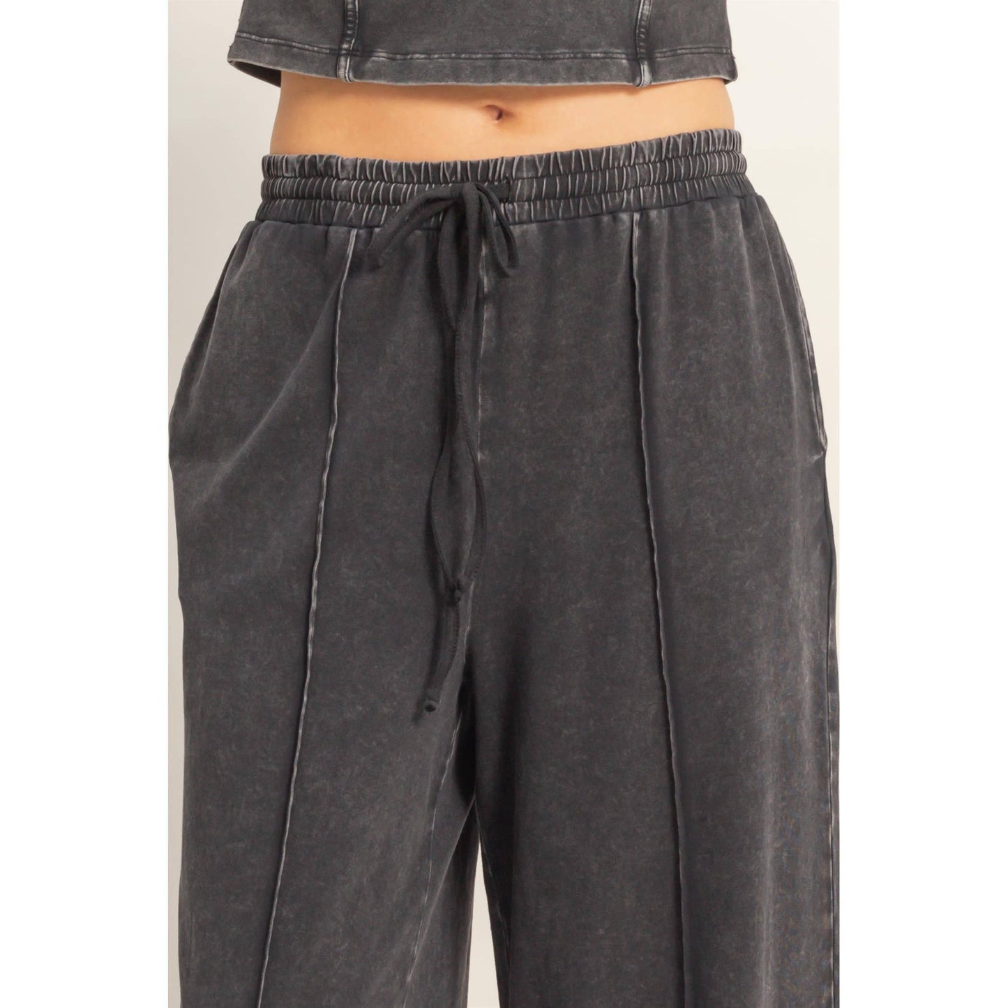 Mineral Washed Sleeveless Top & Wide Leg Pants Set