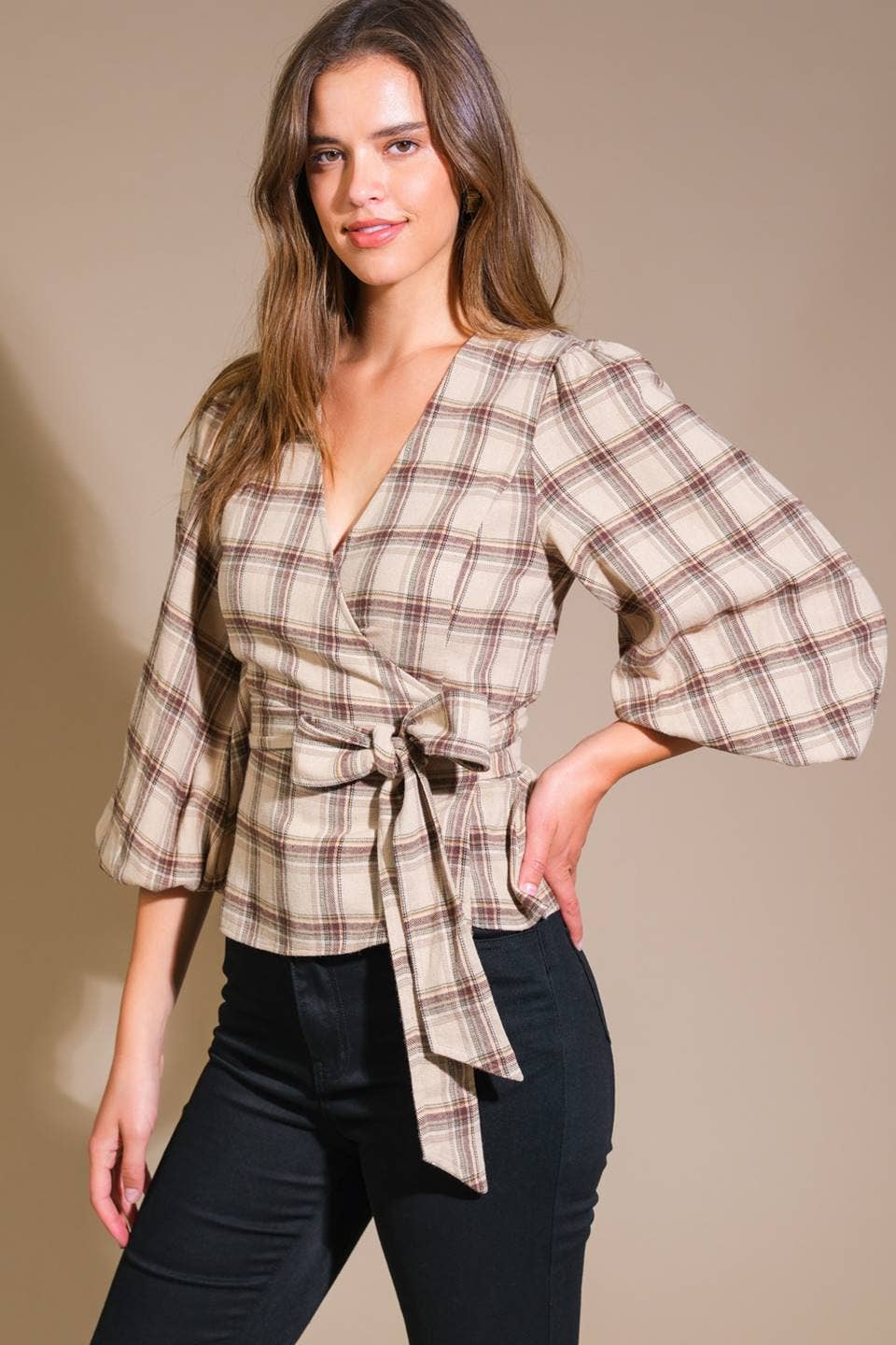 Demure Plaid Top