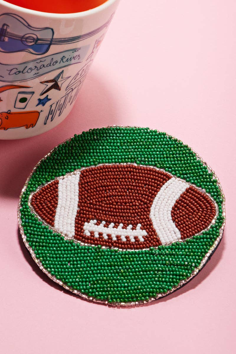 GAME DAY FOOTBALL HANDMADE SEED BEAD COASTER