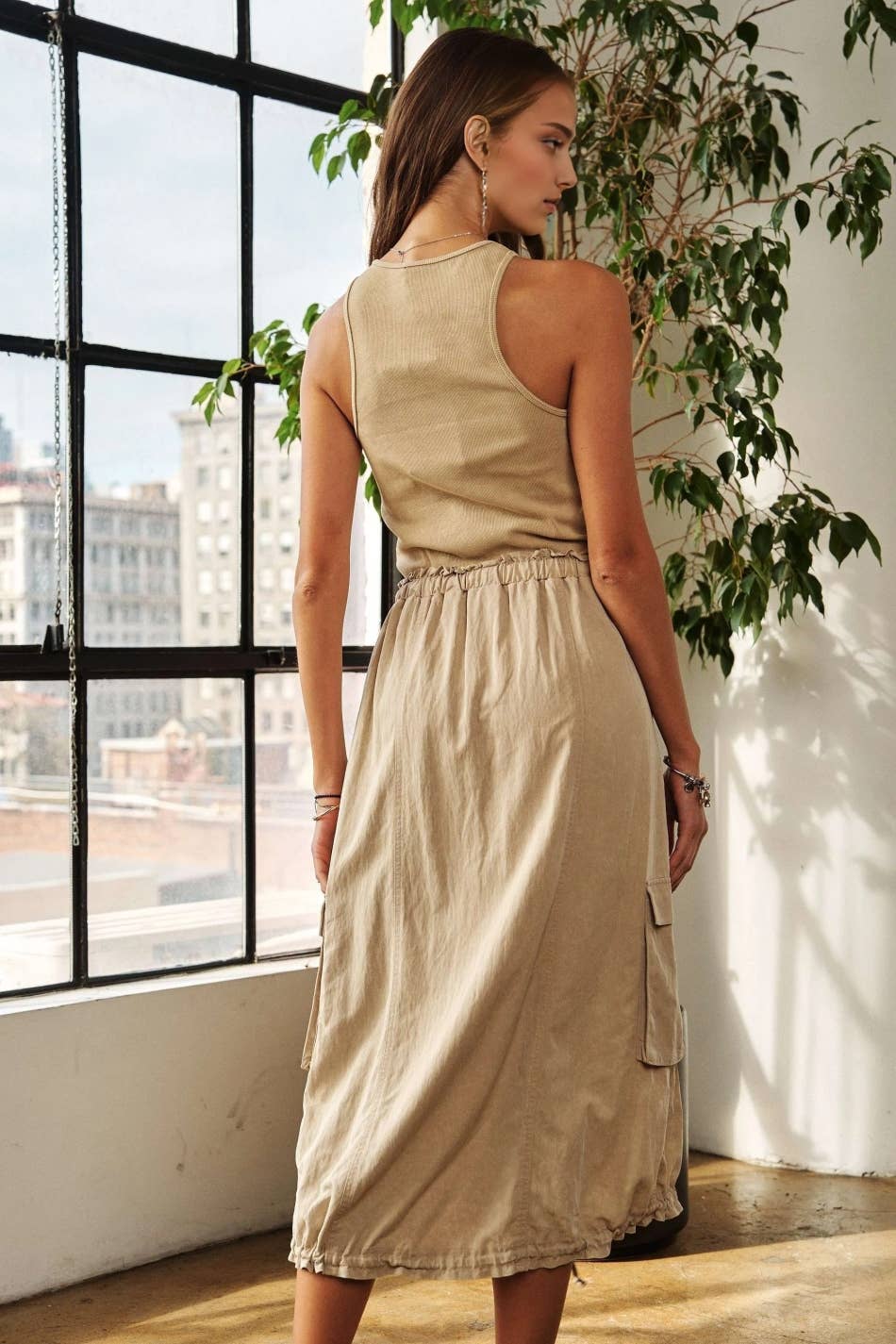 DRAWSTRING WASHED DRESS - CED3481