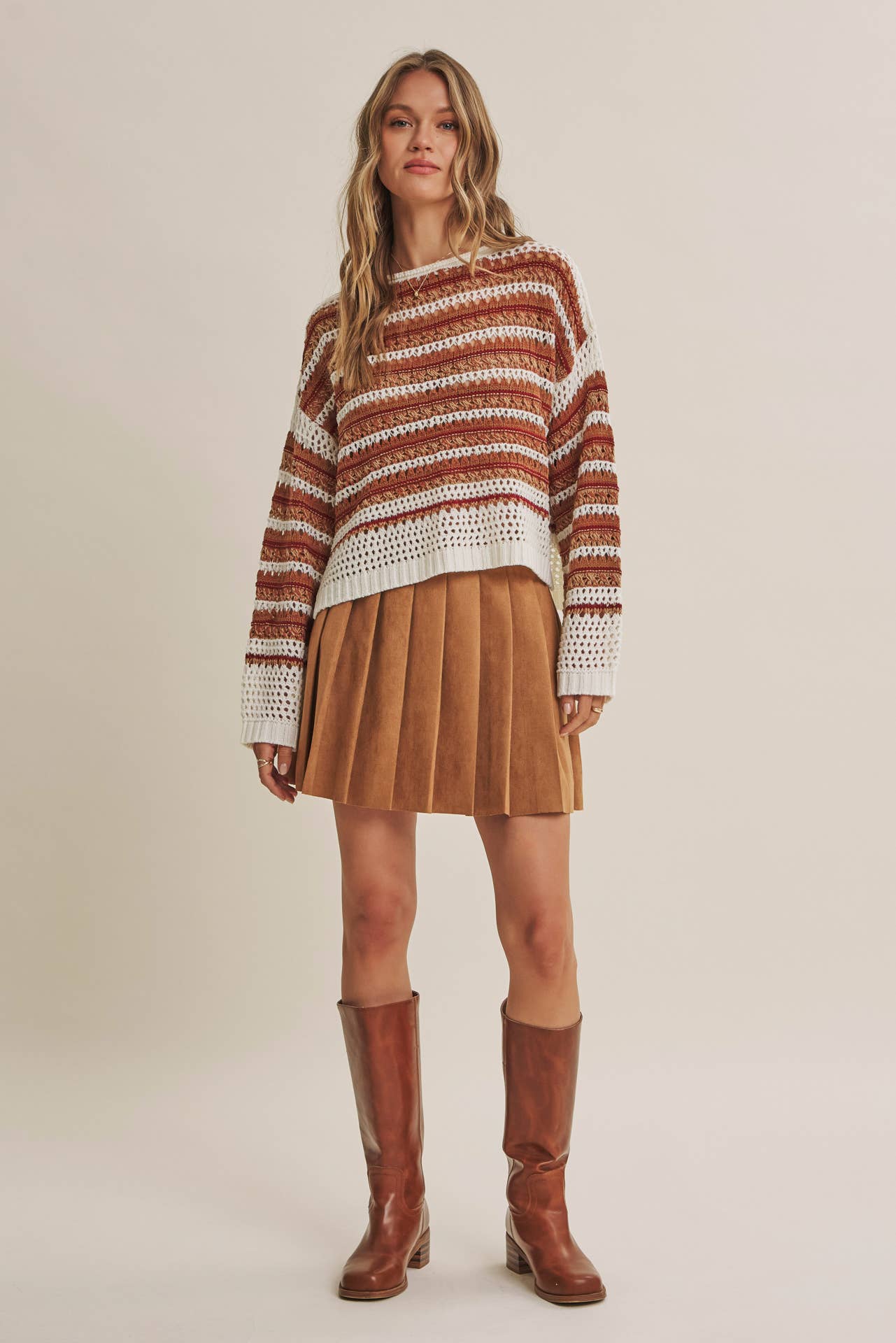 SUNSET DRIVE RELAXED FIT AIRY OPEN-KNIT CROCHET SWEATER