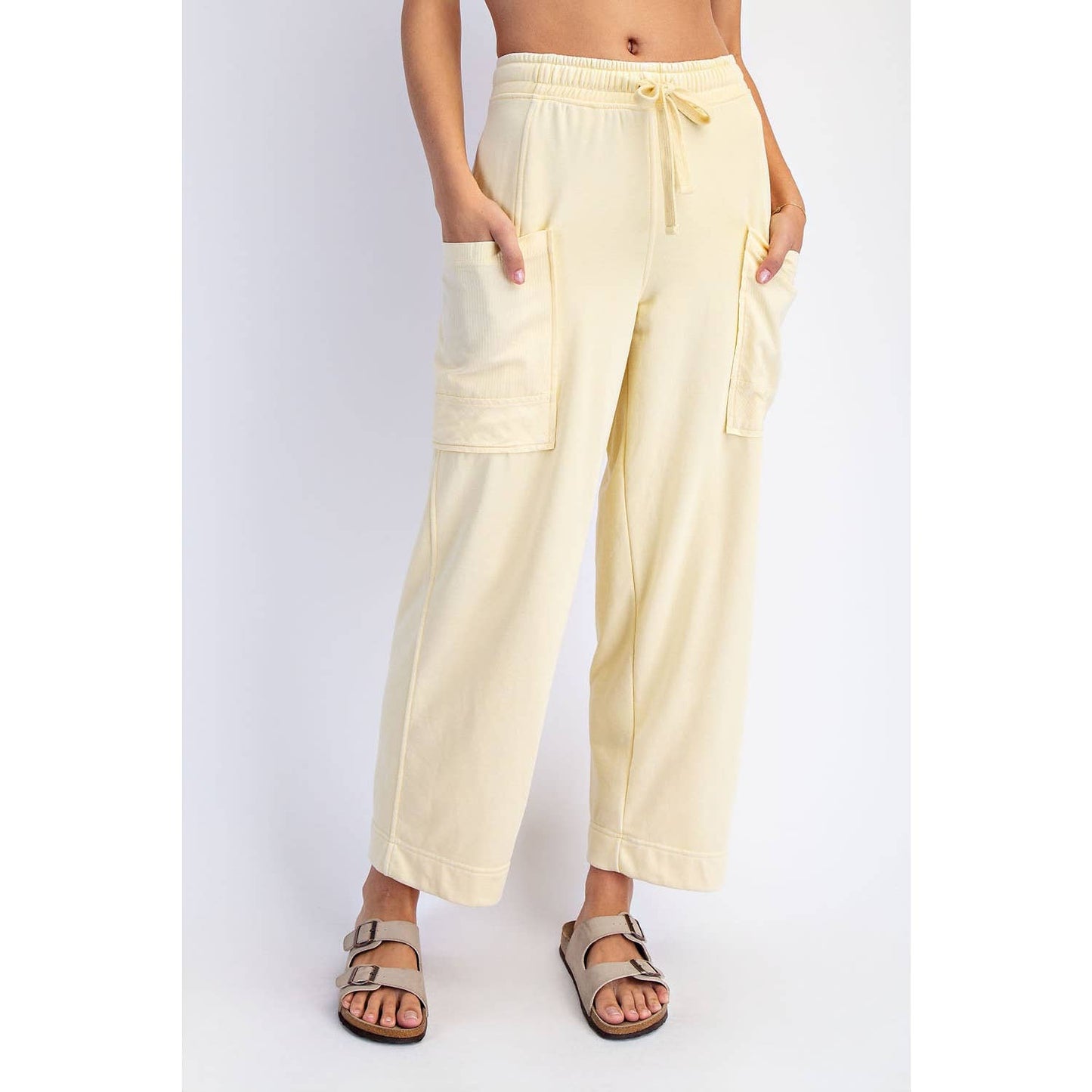 MINERAL WASHED FRENCH TERRY CROPPED CARGO PANT