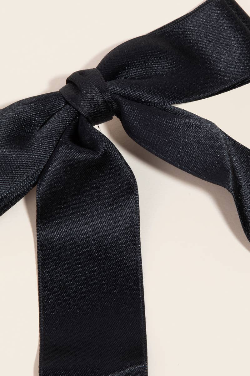 2Pc Long Satin Ribbon Bow Hair Clips