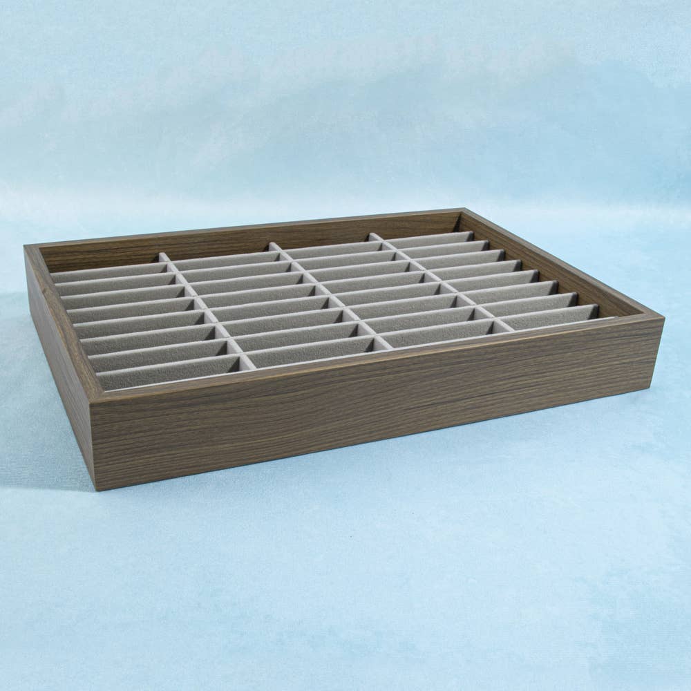 Wooden Slotted Jewelry Display Organizer Tray