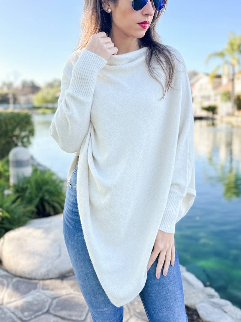Lurex Knit Dolman Poncho Top