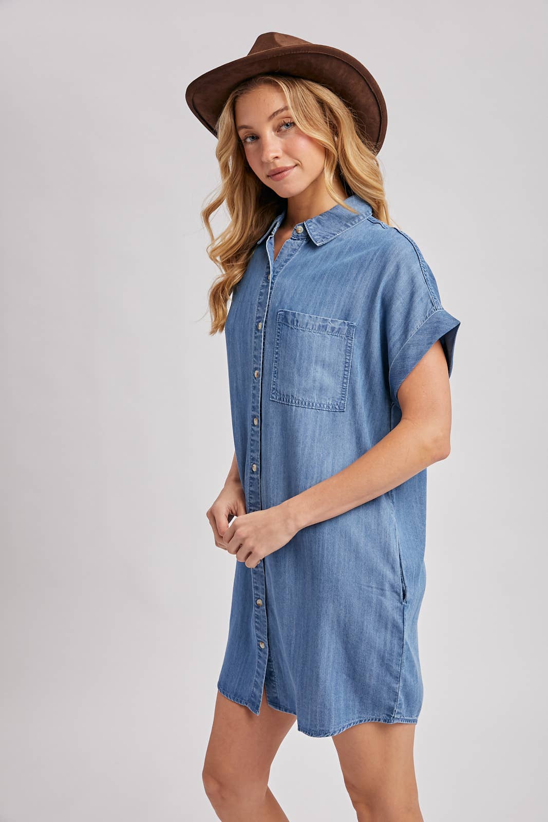 denim button down dress