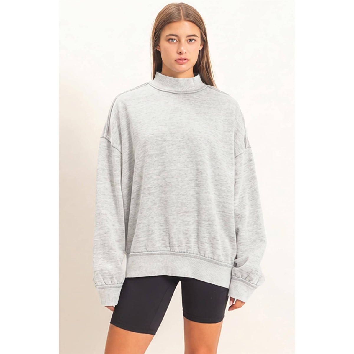 Acid Washed Mock Neck Sweatshirt
