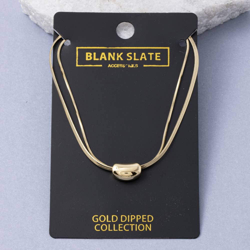 Gold Dipped Double Strand Bead Slider Necklace